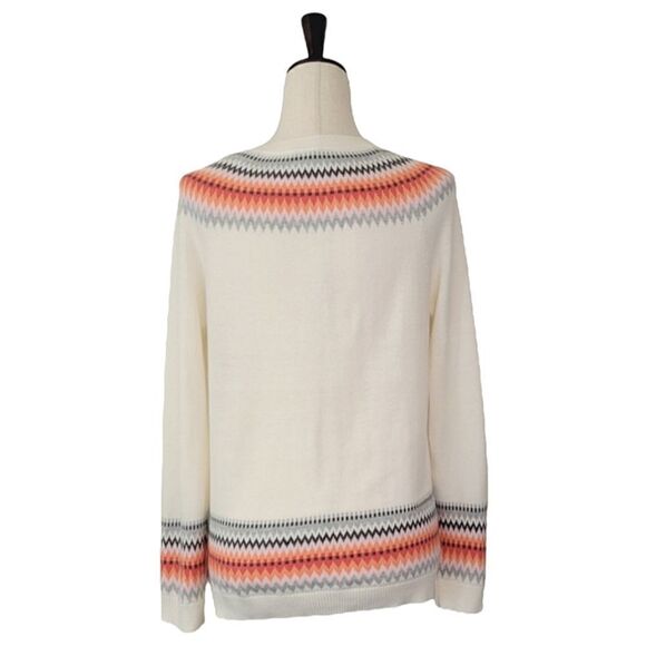 Talbots Cream Reindeer Fair Isle Long Sleeve Sweater Size S - Picture 4 of 8